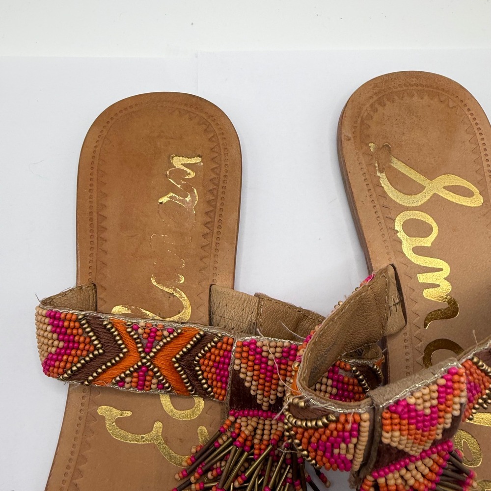 Sam Edelman Womens Beaded Fringe Thong Sandals Leather Sole 7 - Picture 5 of 7